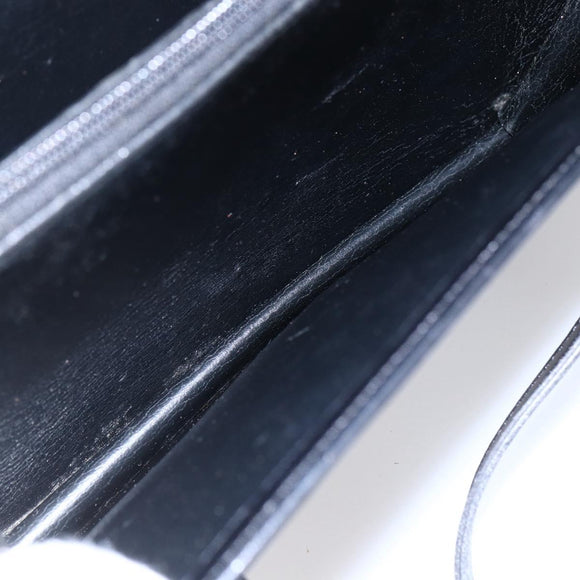 Christian Dior Hand Bag Leather Black Gold Auth 150570