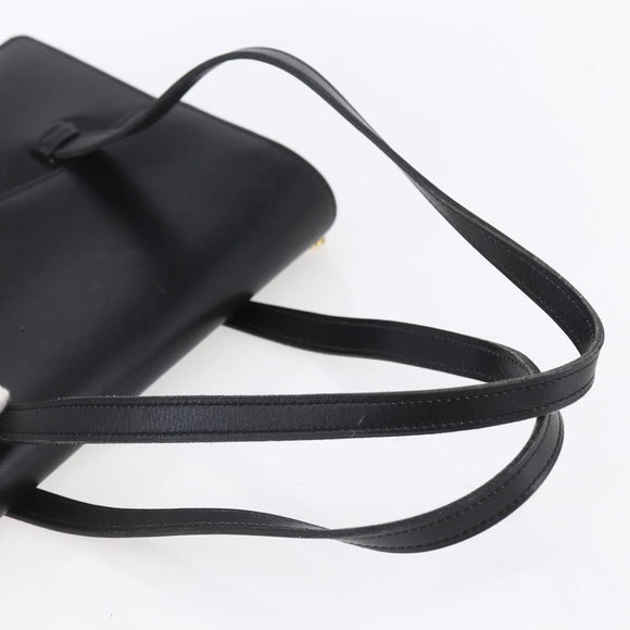 Christian Dior Hand Bag Leather Black Gold Auth 150570