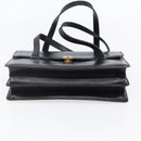 Christian Dior Hand Bag Leather Black Gold Auth 150570-8