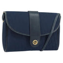 Christian Dior Trotter Canvas Shoulder Bag Navy Gold Auth 150571-1
