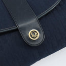 Christian Dior Trotter Canvas Shoulder Bag Navy Gold Auth 150571-14