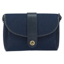 Christian Dior Trotter Canvas Shoulder Bag Navy Gold Auth 150571-2