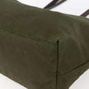 PRADA Tote Bag Nylon Khaki Silver Auth 150572-9