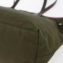 PRADA Tote Bag Nylon Khaki Silver Auth 150572-15