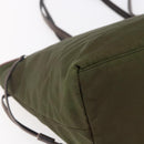 PRADA Tote Bag Nylon Khaki Silver Auth 150572-16