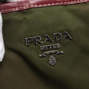 PRADA Tote Bag Nylon Khaki Silver Auth 150572-17