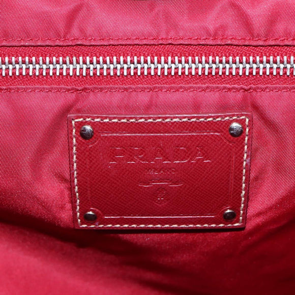PRADA Tote Bag Nylon Khaki Silver Auth 150572