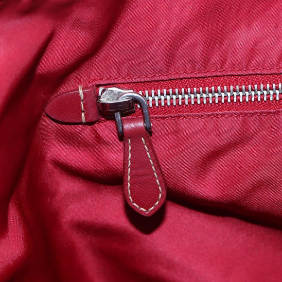 PRADA Tote Bag Nylon Khaki Silver Auth 150572