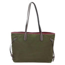 PRADA Tote Bag Nylon Khaki Silver Auth 150572-2