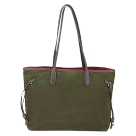 PRADA Tote Bag Nylon Khaki Silver Auth 150572 - 0