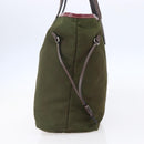 PRADA Tote Bag Nylon Khaki Silver Auth 150572-4