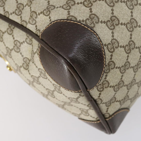 GUCCI GG Supreme Web Sherry Line Boston Bag PVC Beige Gold Auth 150574