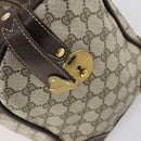 GUCCI GG Supreme Web Sherry Line Boston Bag PVC Beige Gold Auth 150574-18
