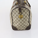 GUCCI GG Supreme Web Sherry Line Boston Bag PVC Beige Gold Auth 150574-4