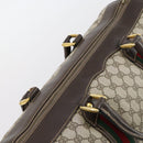 GUCCI GG Supreme Web Sherry Line Boston Bag PVC Beige Gold Auth 150574-6