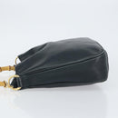 GUCCI Bamboo Hand Bag Leather Black Gold 001 3444 1638 Auth 150577-4
