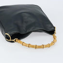 GUCCI Bamboo Hand Bag Leather Black Gold 001 3444 1638 Auth 150577-6