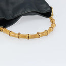 GUCCI Bamboo Hand Bag Leather Black Gold 001 3444 1638 Auth 150577-7