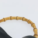 GUCCI Bamboo Hand Bag Leather Black Gold 001 3444 1638 Auth 150577-8