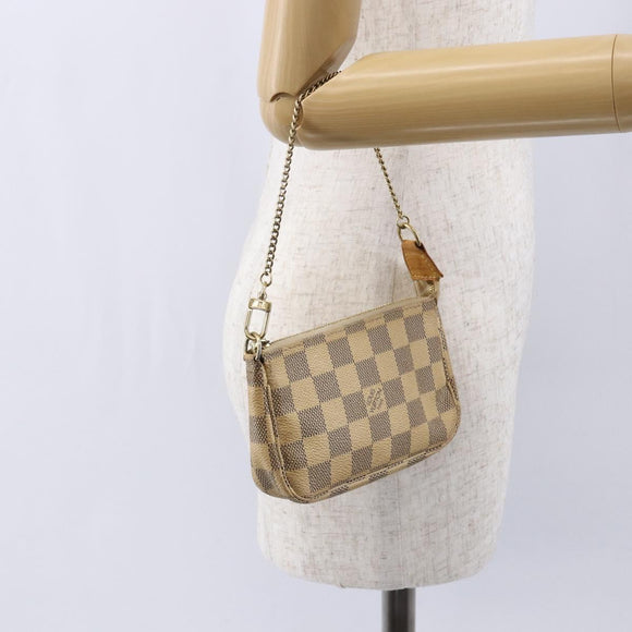 LOUIS VUITTON Damier Azur Mini Pochette Accessoires Pouch N63005 LV Auth 150585