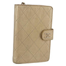 CHANEL Matelasse Compact Wallet Leather Gold CC Auth 150602-1