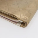 CHANEL Matelasse Compact Wallet Leather Gold CC Auth 150602-15