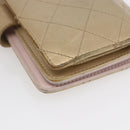 CHANEL Matelasse Compact Wallet Leather Gold CC Auth 150602-16