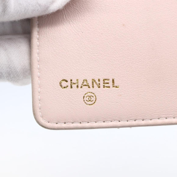 CHANEL Matelasse Compact Wallet Leather Gold CC Auth 150602