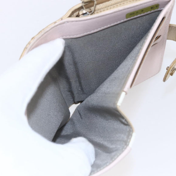 CHANEL Matelasse Compact Wallet Leather Gold CC Auth 150602