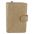 CHANEL Matelasse Compact Wallet Leather Gold CC Auth 150602-13