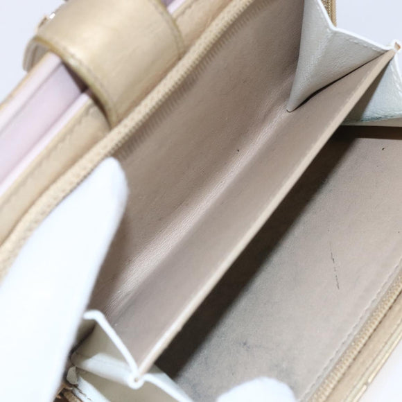 CHANEL Matelasse Compact Wallet Leather Gold CC Auth 150602