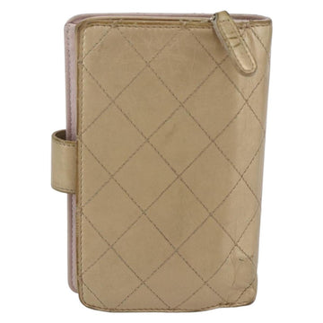 CHANEL Matelasse Compact Wallet Leather Gold CC Auth 150602 - 0
