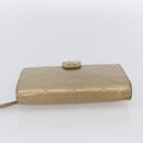 CHANEL Matelasse Compact Wallet Leather Gold CC Auth 150602-3