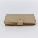CHANEL Matelasse Compact Wallet Leather Gold CC Auth 150602-4