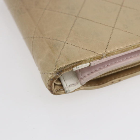 CHANEL Matelasse Compact Wallet Leather Gold CC Auth 150602