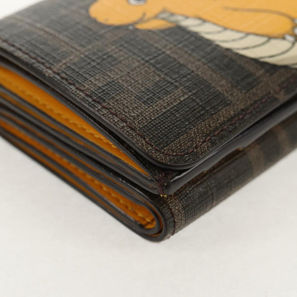 FENDI Zucca Canvas Compact Wallet PVC FENDI x FRGMT x POKMON Black Auth 150605M