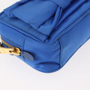 PRADA Shoulder Bag Nylon Blue Gold Auth 150608-10