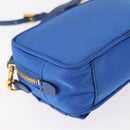 PRADA Shoulder Bag Nylon Blue Gold Auth 150608A-15