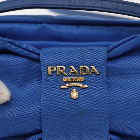 PRADA Shoulder Bag Nylon Blue Gold Auth 150608A