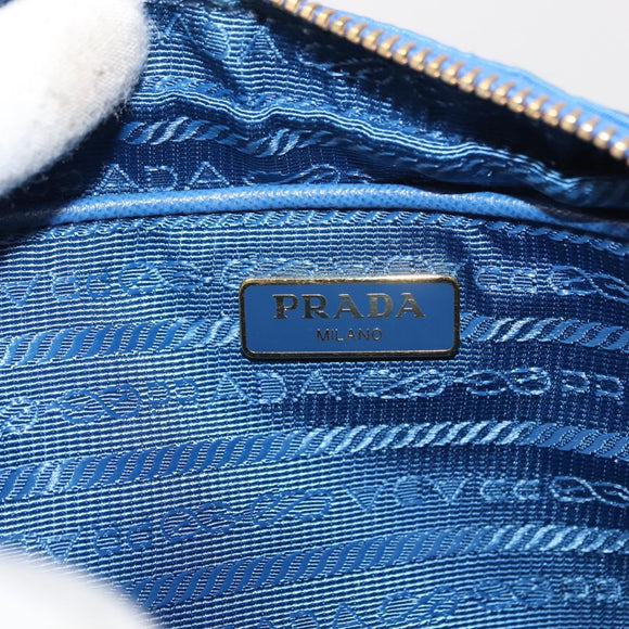PRADA Shoulder Bag Nylon Blue Gold Auth 150608