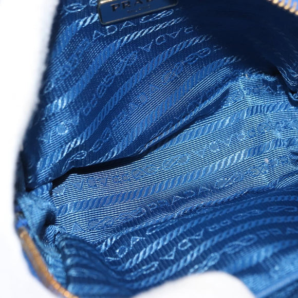 PRADA Shoulder Bag Nylon Blue Gold Auth 150608A