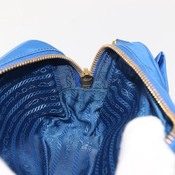 PRADA Shoulder Bag Nylon Blue Gold Auth 150608A