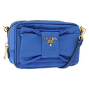 PRADA Shoulder Bag Nylon Blue Gold Auth 150608A-1