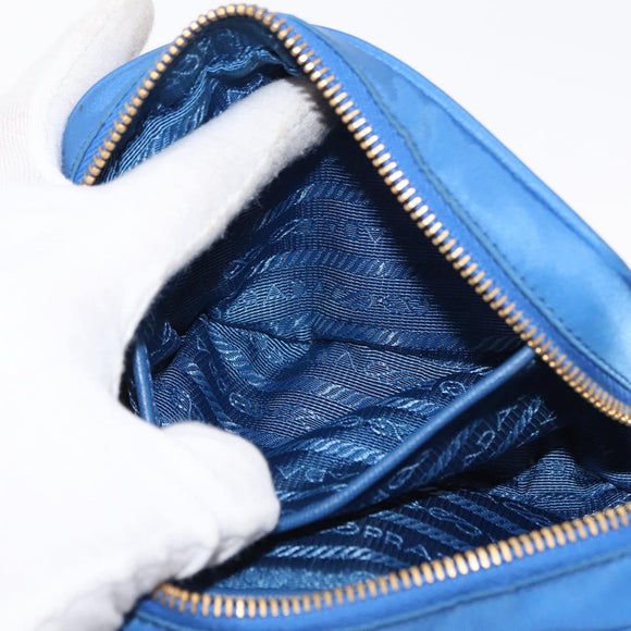 PRADA Shoulder Bag Nylon Blue Gold Auth 150608