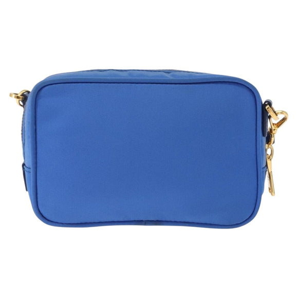 PRADA Shoulder Bag Nylon Blue Gold Auth 150608A