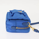 PRADA Shoulder Bag Nylon Blue Gold Auth 150608-4