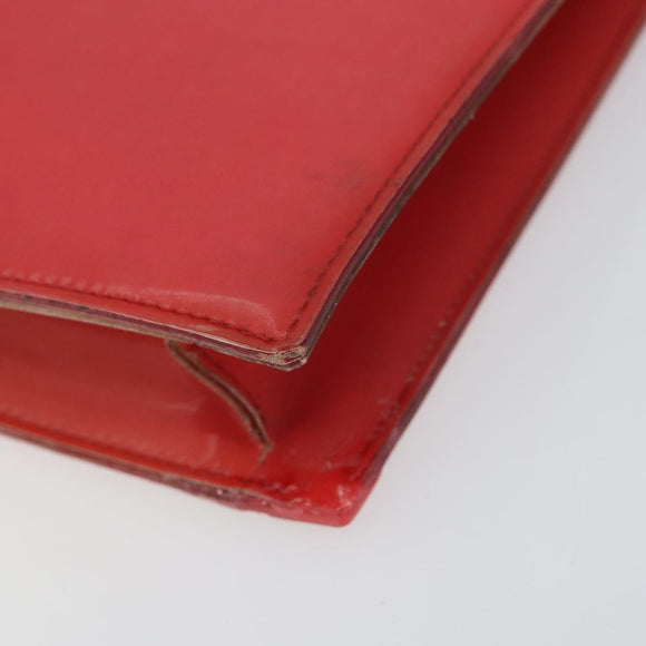 CHANEL Chain Shoulder Bag Vinyl Red Silver CC Auth 150609