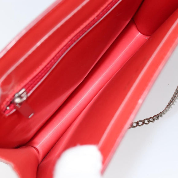 CHANEL Chain Shoulder Bag Vinyl Red Silver CC Auth 150609