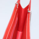 CHANEL Chain Shoulder Bag Vinyl Red Silver CC Auth 150609-17