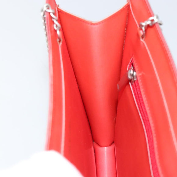 CHANEL Chain Shoulder Bag Vinyl Red Silver CC Auth 150609